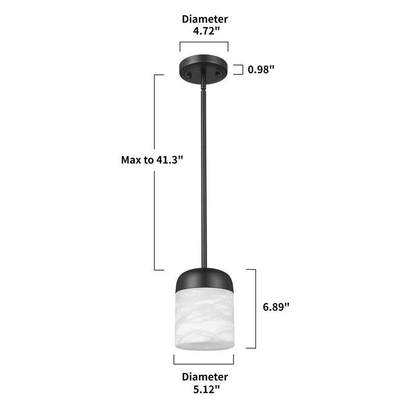 Ensemble de 2 lampes suspendues rétro 1 lumière albâtre, Noir mat