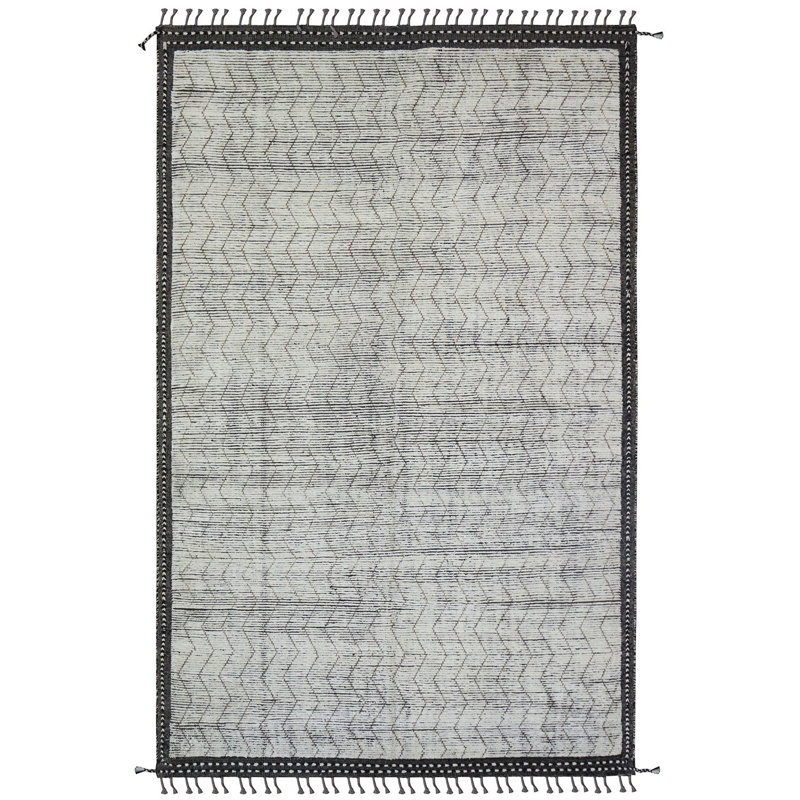 Tapis unique ivoire / espresso marocain nouvel âge 9 pi 1 po x 12 pi 6 po Moroccan