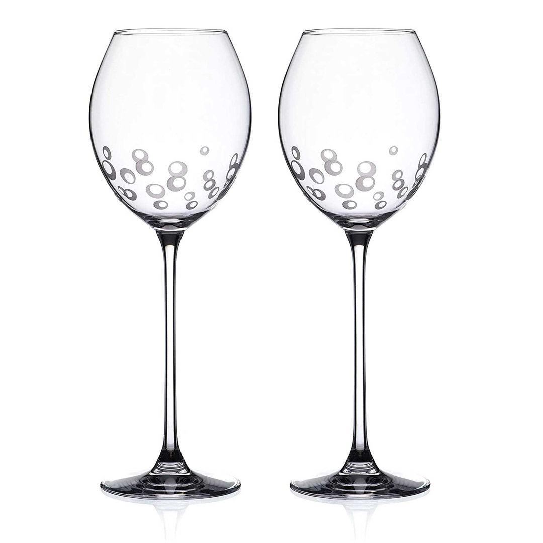 Etched Bubbles 470 ml Lead Free Crystal White Wine Glass