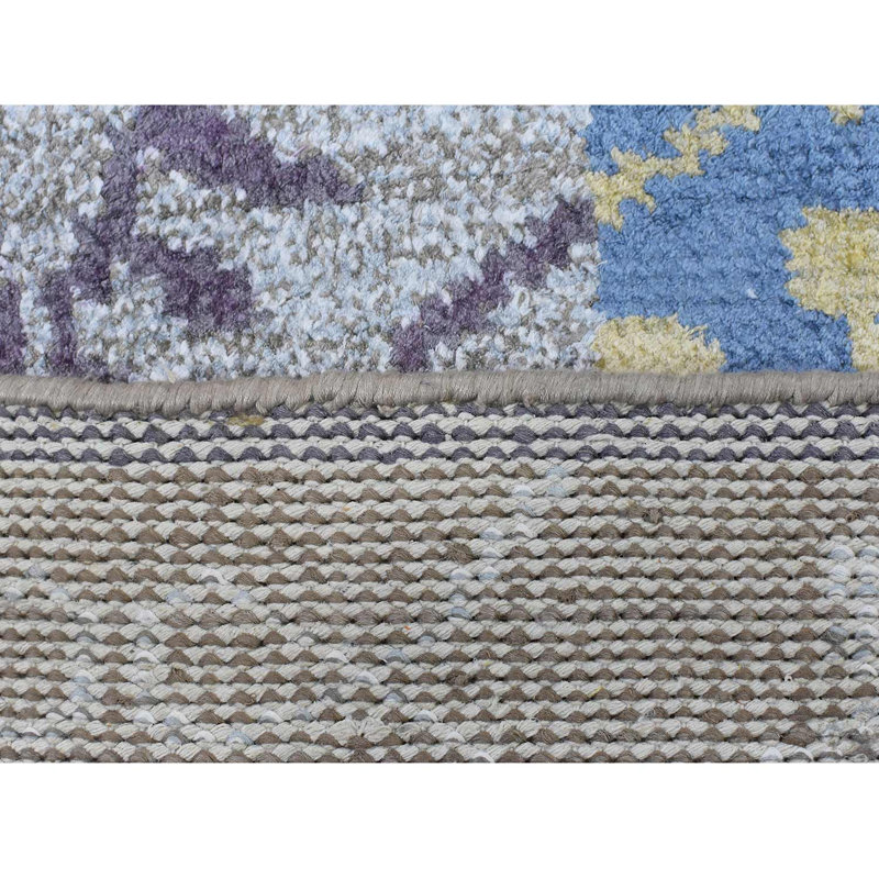 Tapis oriental en viscose noué à la main multicolore de qualité supérieure