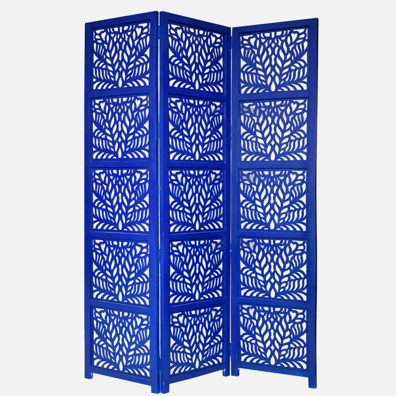 Cloison pliante 3 panneaux Godfrey, bleu