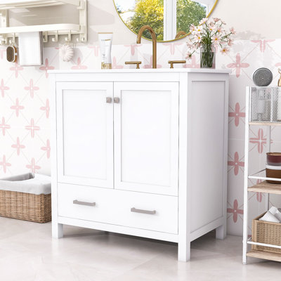 30" Bathroom Vanity with Undermount Sink and Storage Soft-Closing Doors Cabinet and Drawer