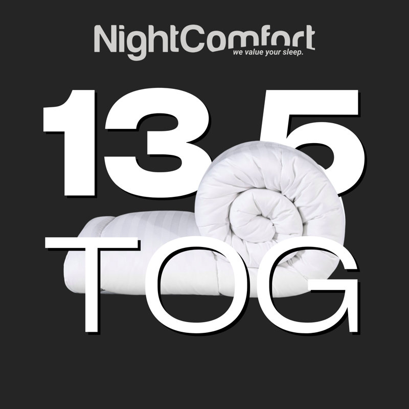 NightComfort Feels Like Down Winter Season 13.5 Tog Duvet Microfiber Satin Stripe Quilt, Super King