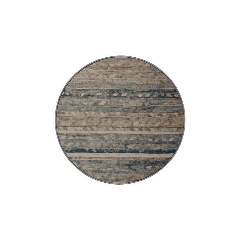 Tapis gris lavable à la machine, Rond 7 pi