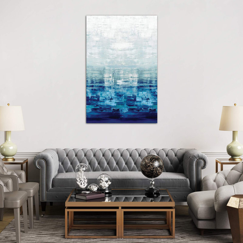 Blue Reflections 1 Piece Painting on Canvas, 152.5 cm H x 101.5 cm W x 3.175 cm D, No Frame