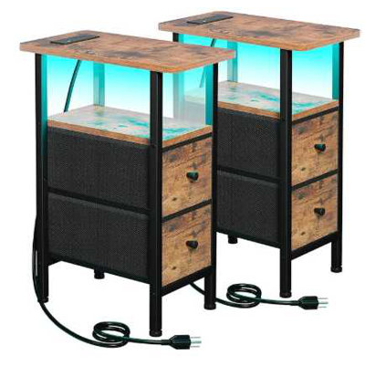 21.6cm W Solid Wood Bedside Table