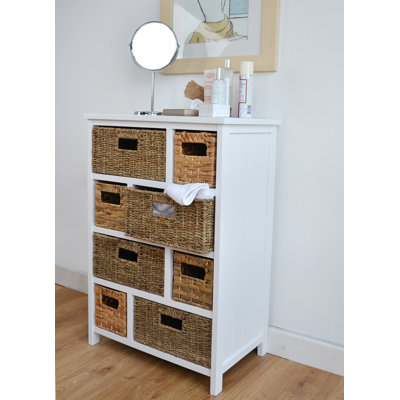 Erica Solid Wood 56 cm W Chest of 8 Drawers