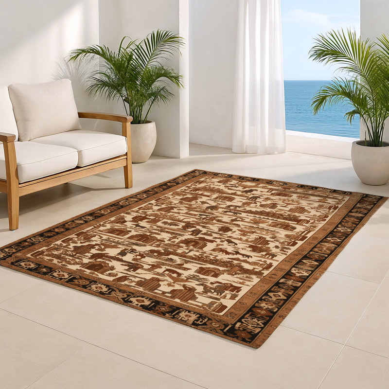Tapis turc intérieur et extérieur brun, Rectangulaire 2 pi x 3 pi
