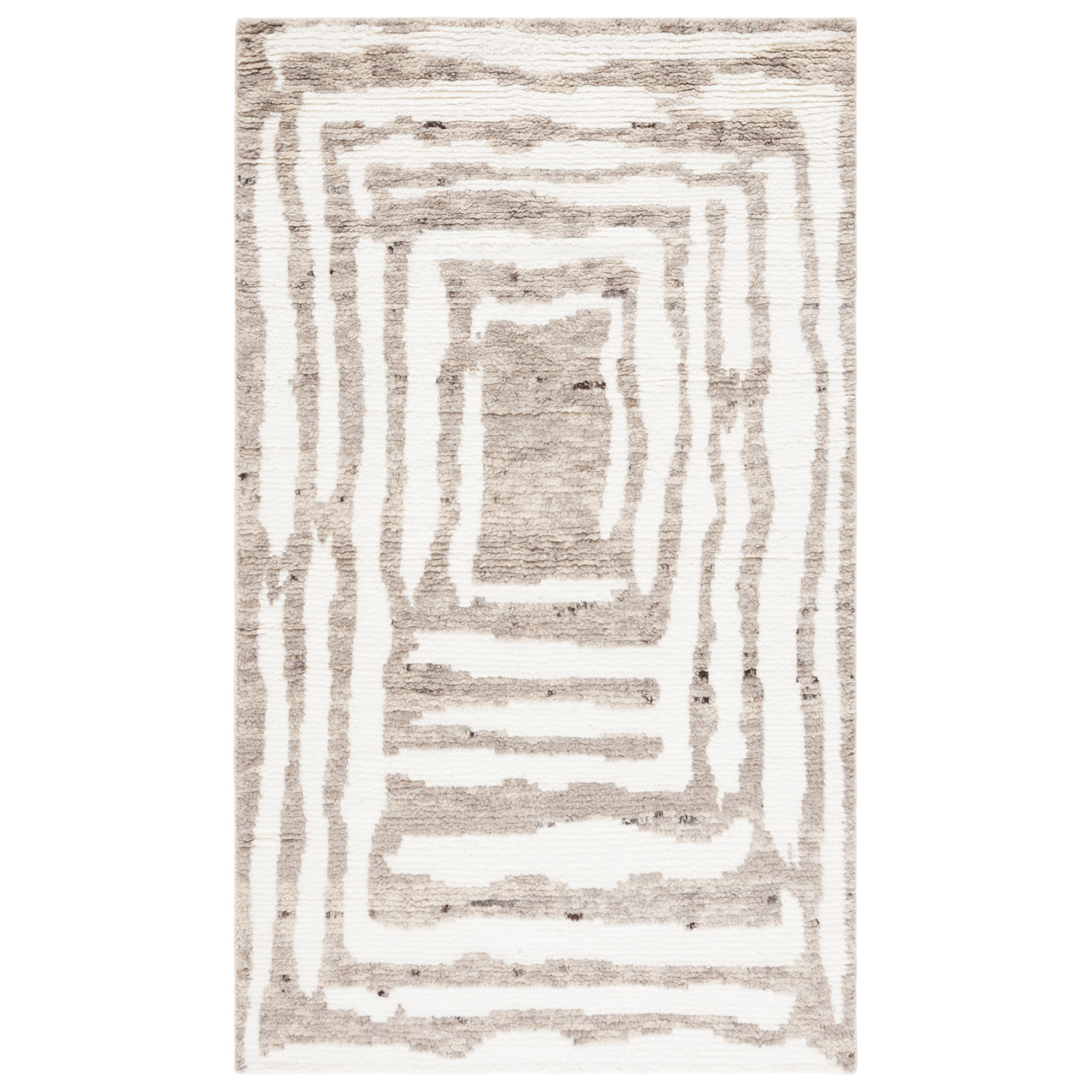 Sandia Handmade Wool Ivory/Light Brown Rug, Rectangle 5' x 8'