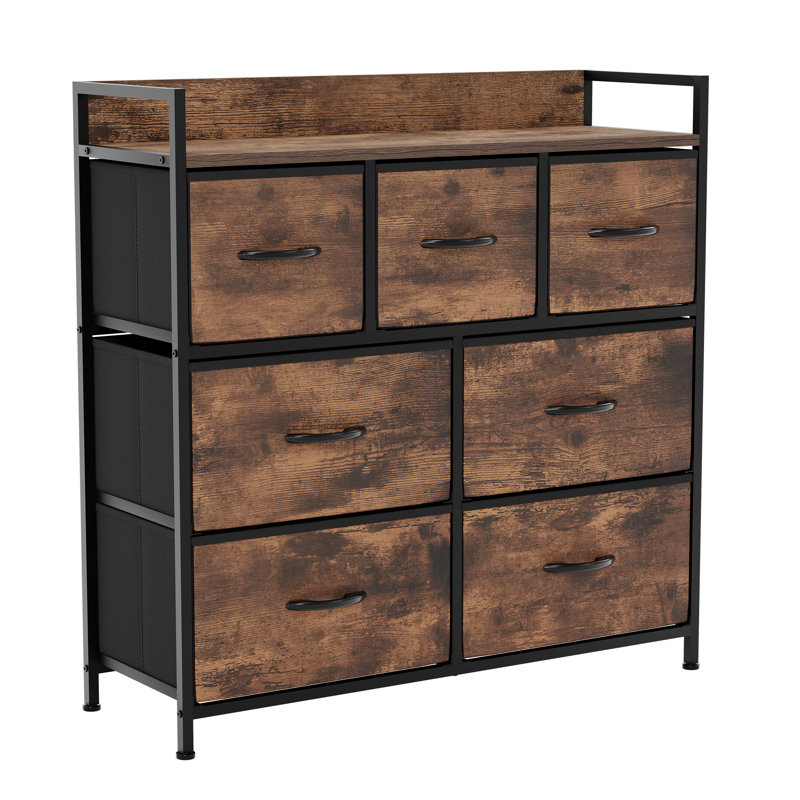 Chorley 7 Drawer Fabric Drawer Chest, Rustic Brown, UKFR Certified