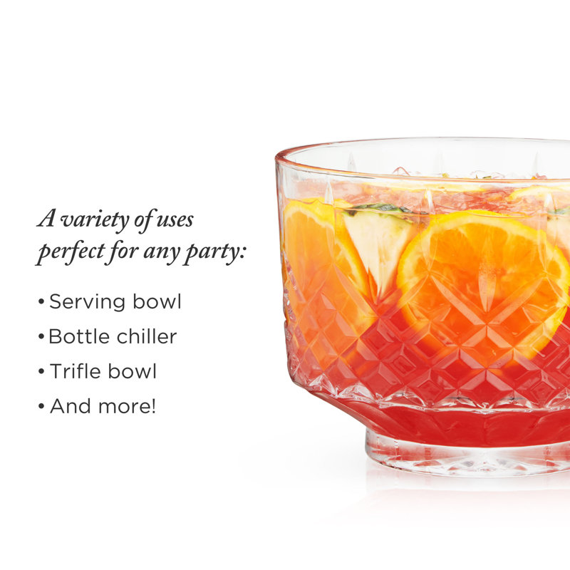 Admiral Clear Lead-Free Crystal Punch Bowl Set with 8 Tumblers
