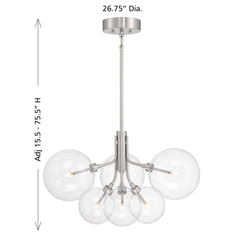 Oshri 6-Light Chandelier in Brushed Nickel, Brushed Nickel