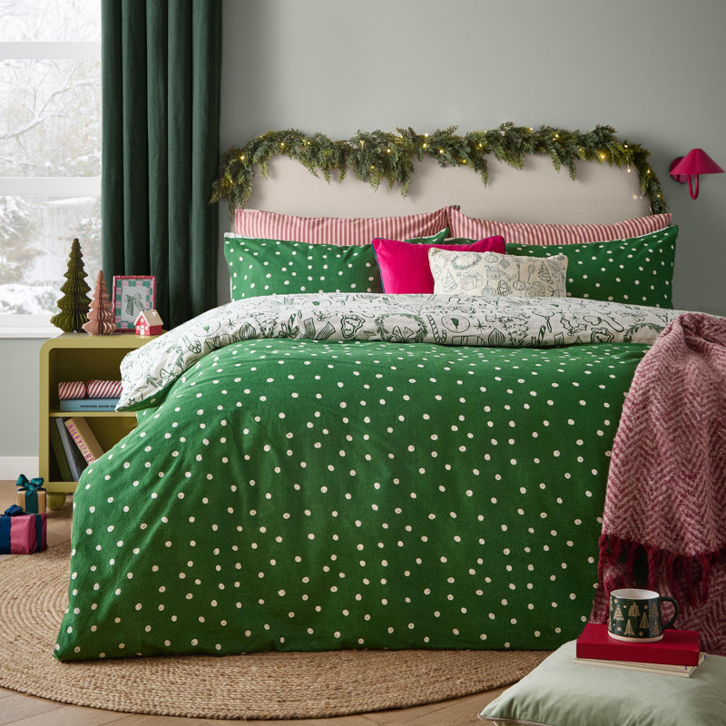 furn. Merry Christmas Reversible Duvet Cover Set, Single Duvet Cover + 1 Standard Pillowcase