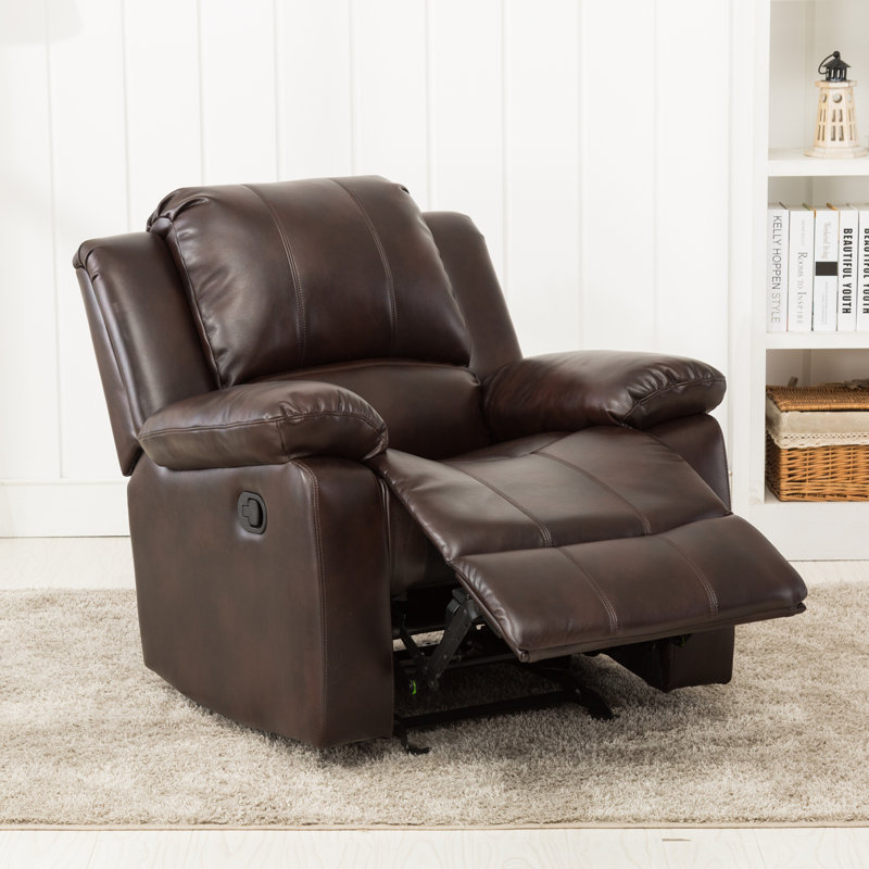 Fauteuil inclinable et oscillant en cuir Charlott, Brun foncé