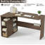 Bureau en L avec tablettes de rangement - Petit bureau d'angle pour petits espaces, table réversible avec tablettes à 3 niveaux pour le bureau personnel, l'écriture, le bureau, les jeux-1542739053