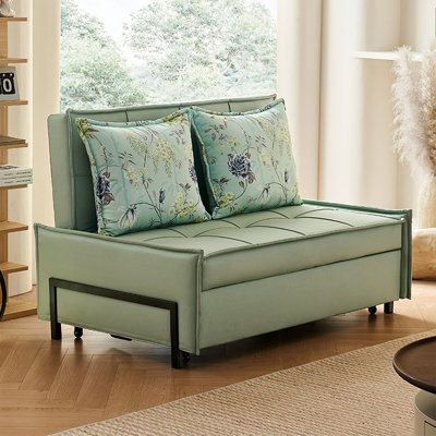 53.15"Light Green Cat-Scratch Resistant Convertible Sofa Bed