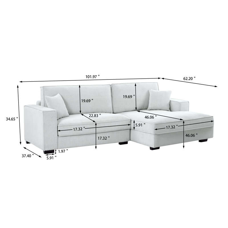 Canapé modulaire 2 pièces Teaaira, Chenille blanche