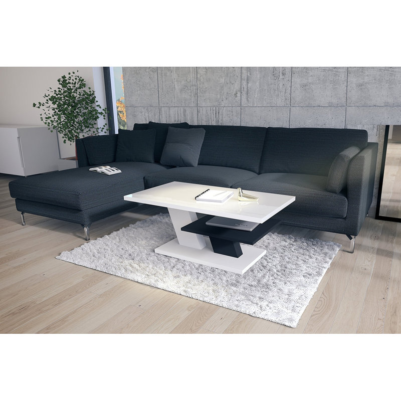 Cliff Pedestal Coffee Table, White/Black Matt