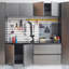 Armoire de rangement pour garage Series - Gris métallique - Fixation murale, espace profond, eau et chaleur, fermeture en douceur et look élégant
