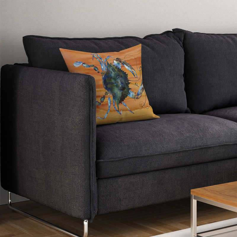 Coussin intérieur/extérieur orange/bleu crabe