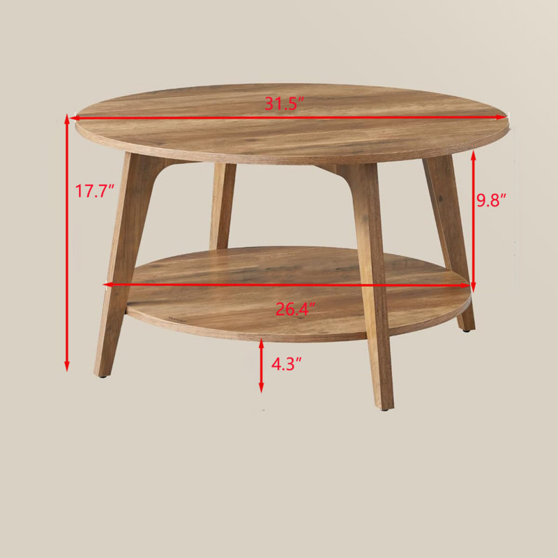 2 Tier Round Coffee Table, Honey Brown