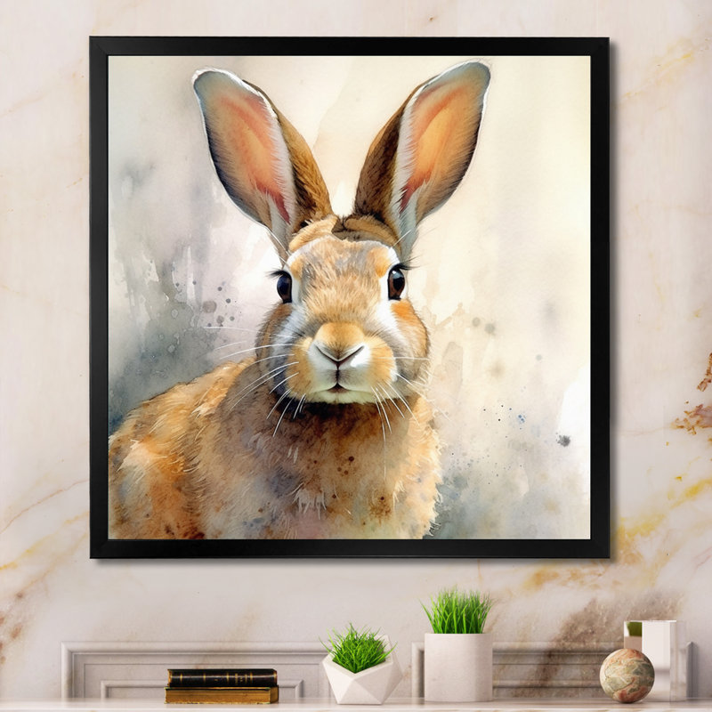 Sweet Rabbit II - Lapin, art mural, Cadre simple noir, H 24 po x l 24 po x P 1 po