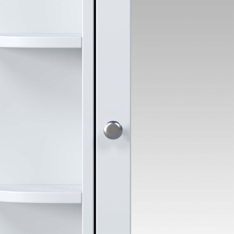 Armoire de rangement murale de salle de bain avec miroir, tablettes réglables et compartiments ouverts pour une organisation efficace