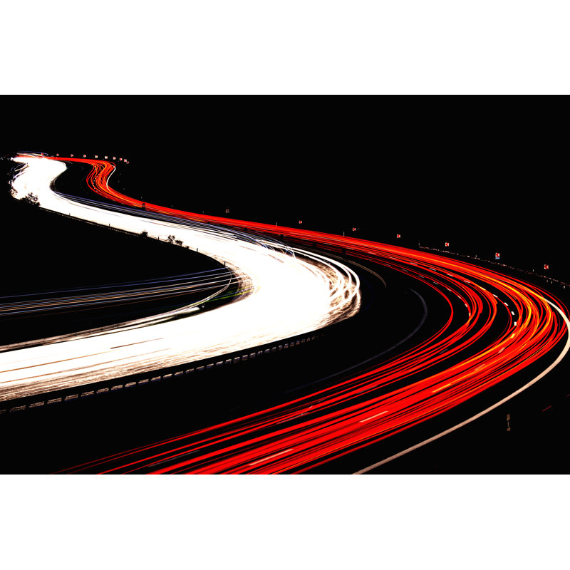 Car Light Trails On Highway At Night - Wrapped Canvas Print, 20cm H x 30cm W x 3.8cm D