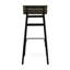 Bois industriel de 2, hauteur de produit de 35 pouces, siège à finition grise et noire de 29,25 po, pieds en fer, structure ergonomique nordique, assise, cadre, haut, fabriqué à la main