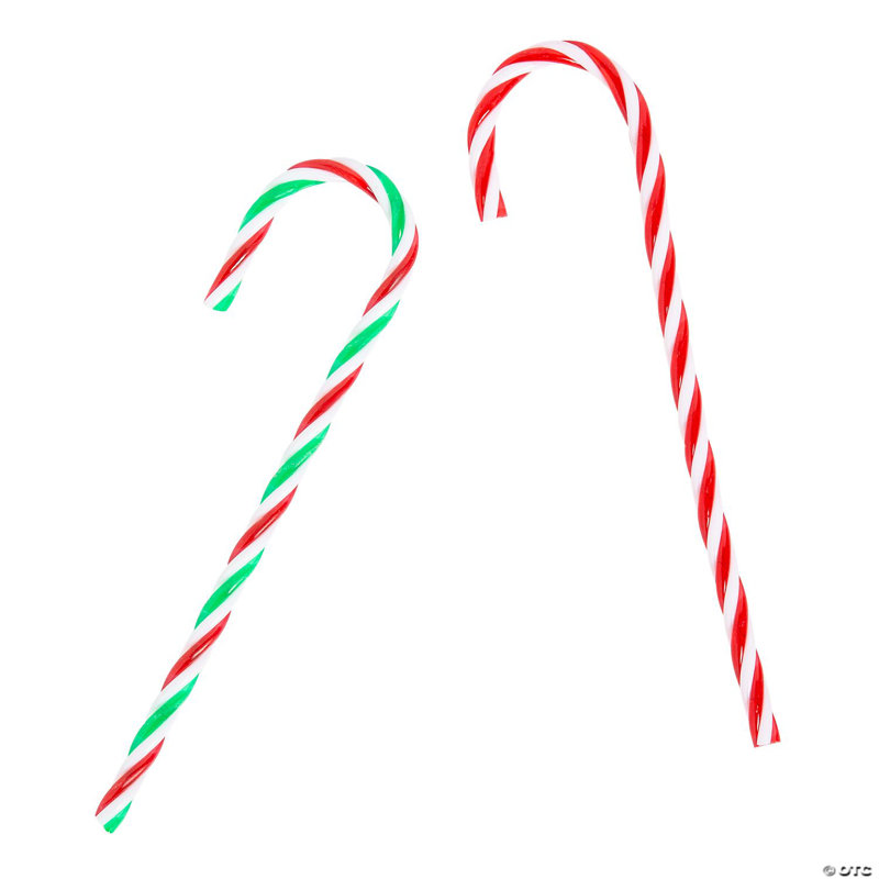 6 Inch Striped Candy Cane Plastic Christmas Ornaments