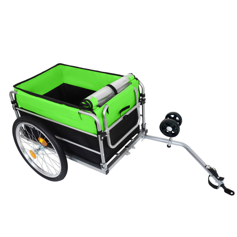 Bike Cargo Trailer Aluminum Luggage Cart 20" Wheel Folding Groceries Hauler With Safe Hitch System Removable Cover