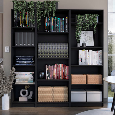 Moderne 3 salon en noir: bibliothèques pour un espace de travail élégant et contemporain
