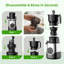 Extracteur de jus pressé à froid 6,1 po de large, 6 modes tactiles, mastication lente, haut rendement silencieux, acier inoxydable pour les légumes à fruits entiers
