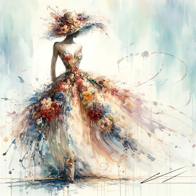 " Gown Watercolor ", 12" H x 12" W