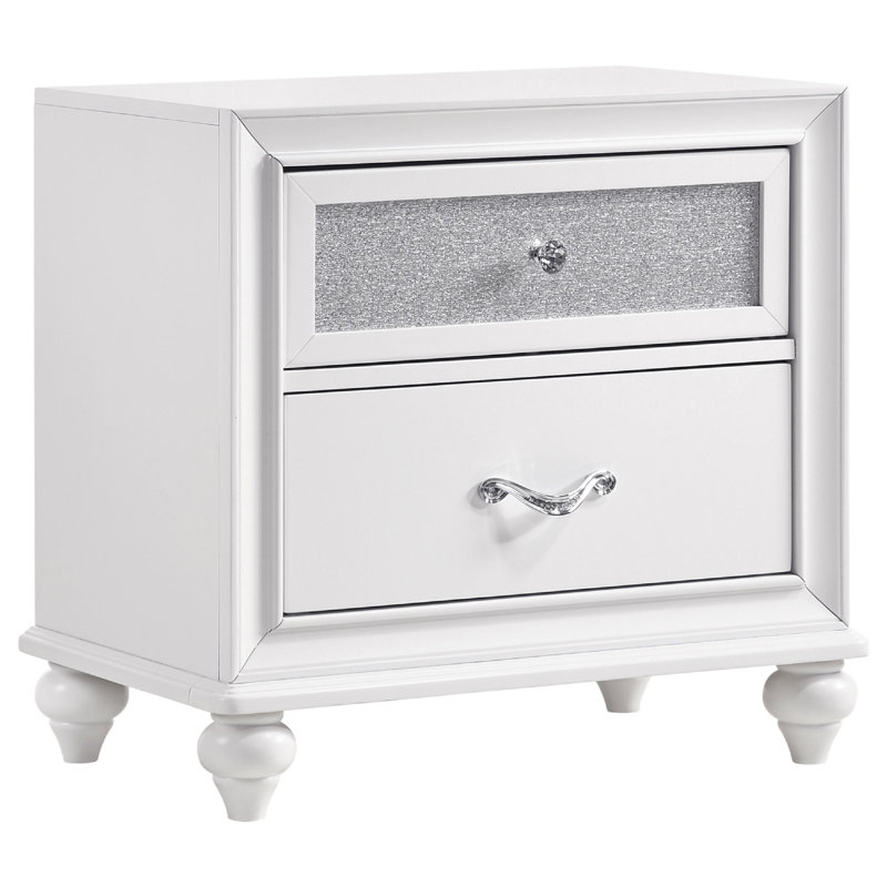 Ensemble de chambre à coucher 4 pièces Dini, Blanc / gris / chrome, Grand lit