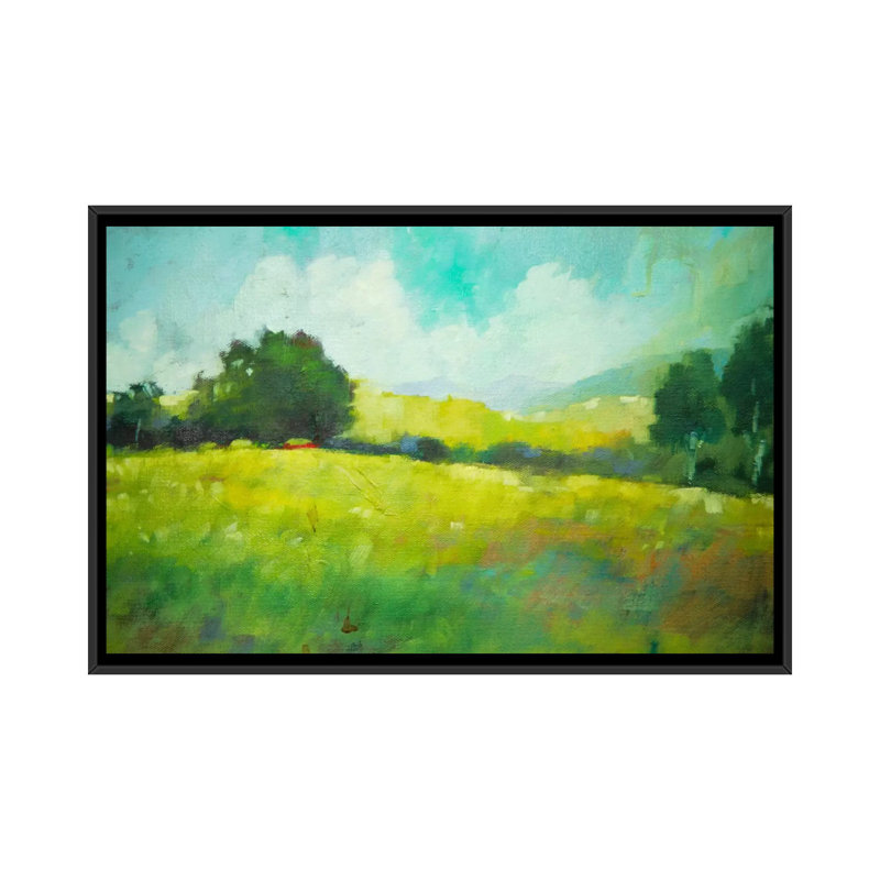 «Hillside», reproduction d'art sur toile, H 18 po x l 26 po x P 1,5 po, Toile avec cadre noir, Pas de tapis