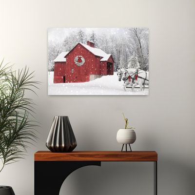 Christmas Sleigh Ride Abstract Contemporary Horse Landscape Winter Art