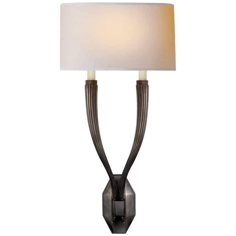 Chapman & Myers Ruhlmann Double Sconce, Bronze, Fabric