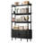 71''H Bookcase With Curved Storage Cabinet, 4-Tier Bookshelf With Tambour Sliding Door & Adjustable Leg-311185526