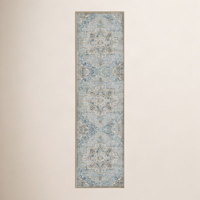 Maz Oriental Area Rug in Light Blue