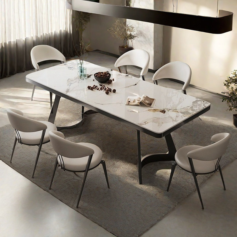 Combinaison de table de salle à manger luxueuse et de chaise, H 29,52 po x L 55,11 po x l 31,49 po