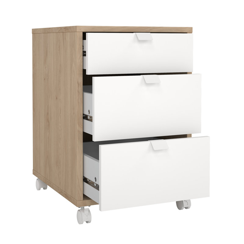 Armoire de rangement à 3 tiroirs de 16,06 po de largeur Embrie, Noyer blanc Jackson / blanc