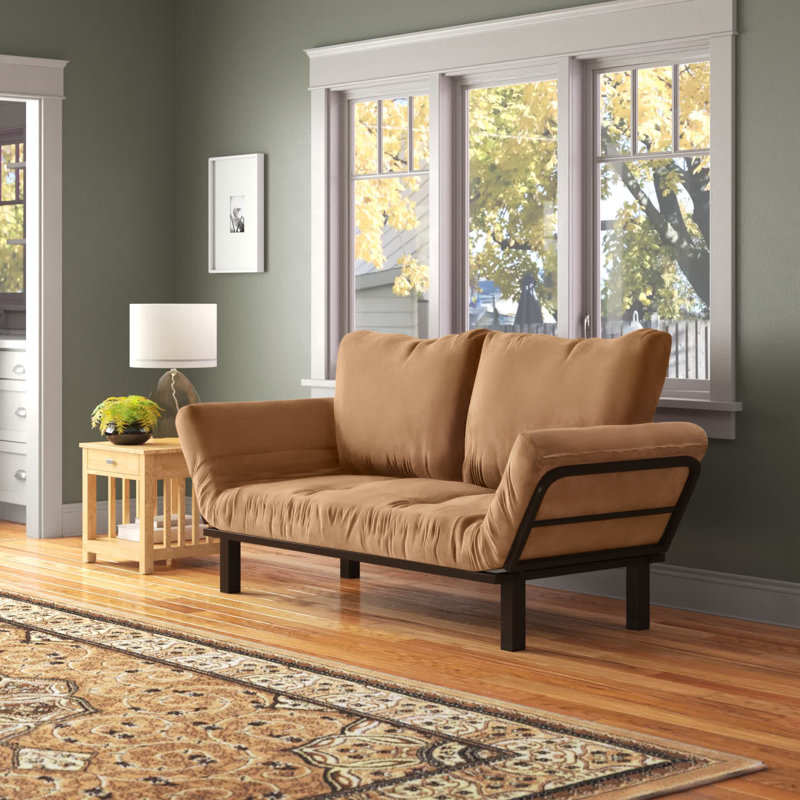 Futon simple 60 po Everett, Noir, Suède noir
