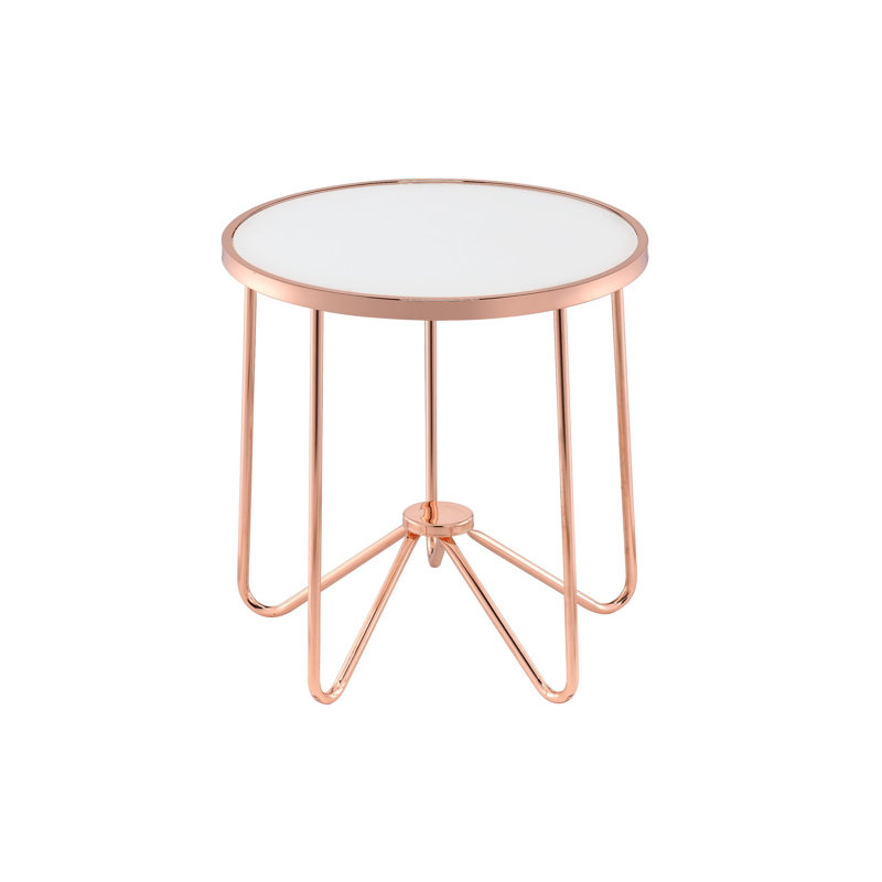 Table de bout en verre givré et finition or rose Alivia