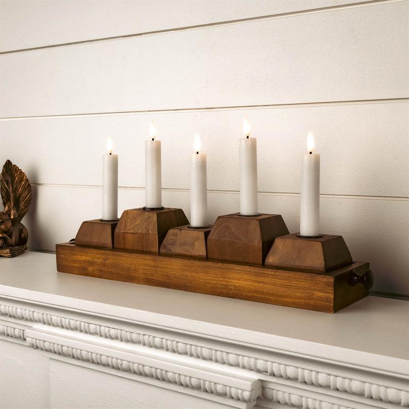 Wooden Drawer Taper Candle Holders 18"L