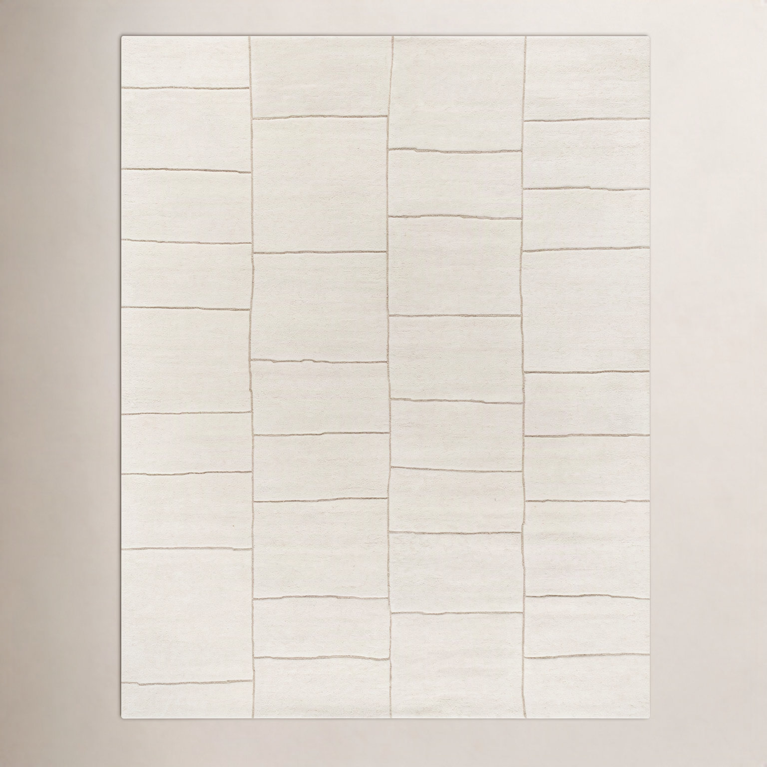 Hand-Tufted Geometric Ivory Rug, Rectangle 8' x 10'