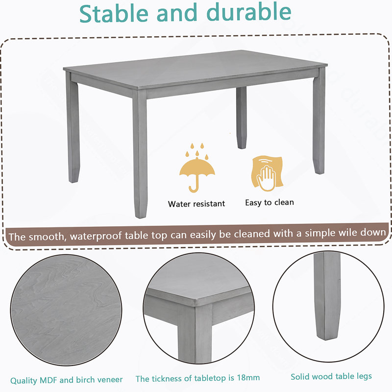 Table de salle à manger rectangulaire pour 4 personnes, table de salle à manger pour petits espaces