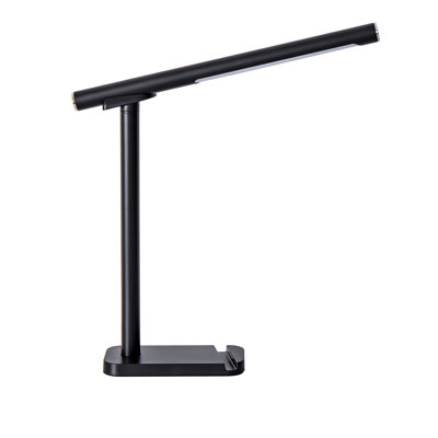 Lampe de bureau DEL noire, lampe de lecture orientable à 360° avec port de chargement USB, 5 modes d'éclairage et luminosité réglables, lampe de chevet tactile idéale pour étudier, travailler au bureau, lire et bricoler.