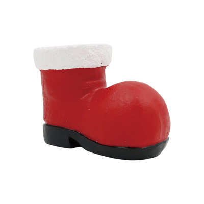 Festive Resin Santa Boot Container - Charming Decorative Object for Christmas, Perfect for Tabletop Display, Indoor Use, Gift Giving, and Hostess Gifts - Vibrant Red Santa Figurine for Holiday Cheer!