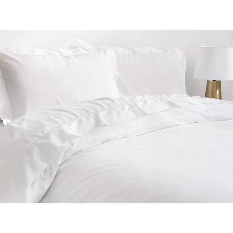Ensemble de draps en percale biologique Heirloom, Grand lit, Blanc / Bleu marine